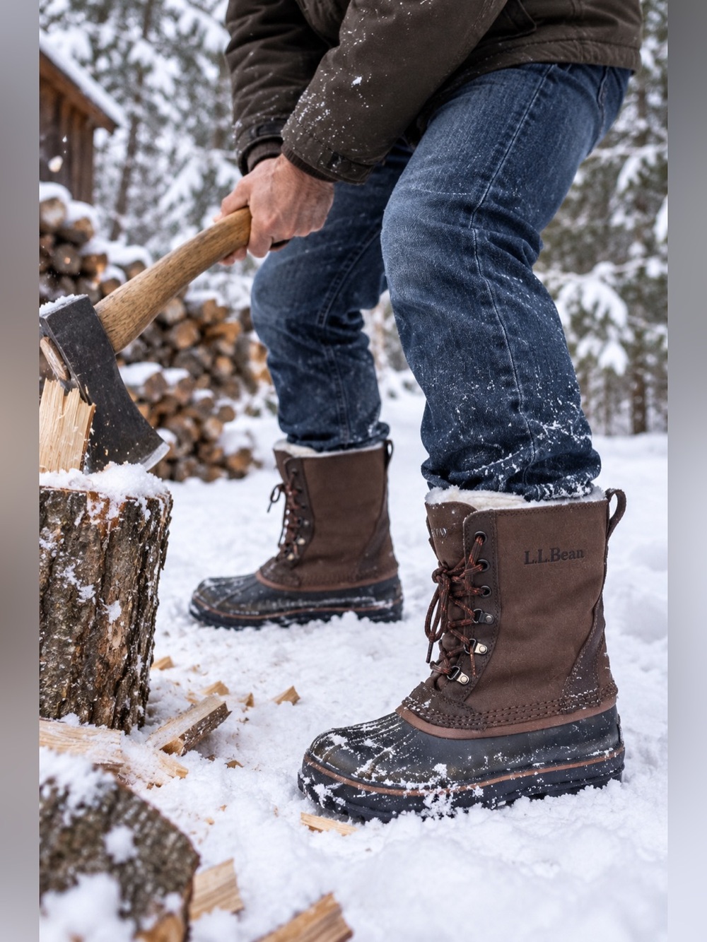L.L. Bean Leather Waterproof Snow Boots Insulated Removable Felt Mens Sz 10 Med